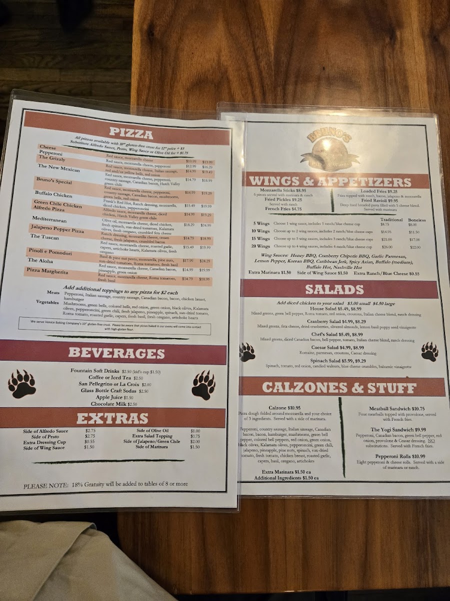 Menu - Bruno's Pizza & Wings photo 3