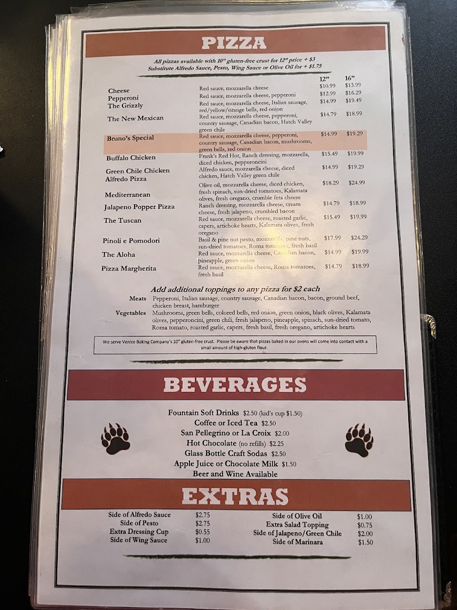 Menu - Bruno's Pizza & Wings photo 5