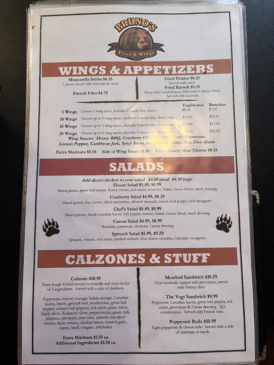 Menu - Bruno's Pizza & Wings photo 6