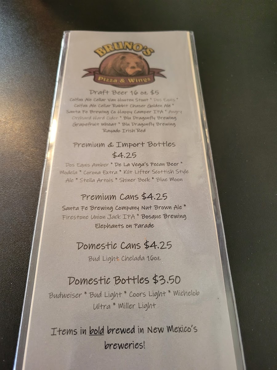 Menu - Bruno's Pizza & Wings photo 7